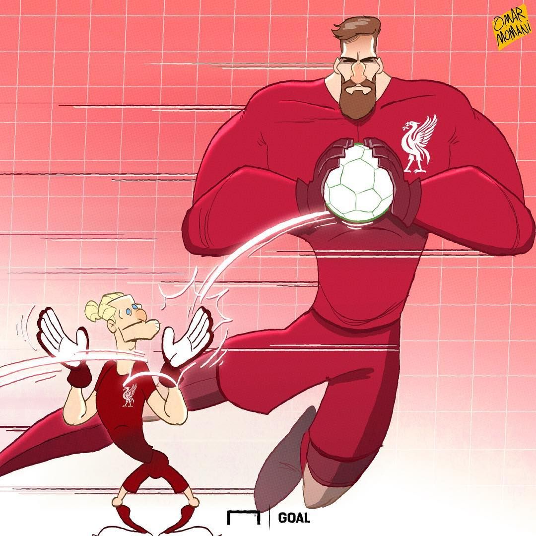 Cartoon - Alisson saves Loris Karius | Liverpool