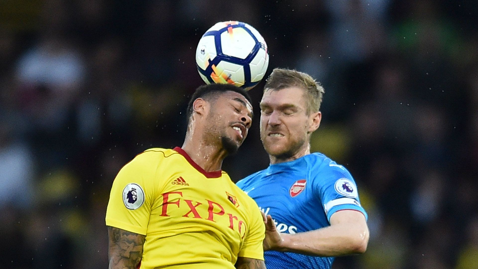 Andre Gray Per Mertesacker Watford Arsenal 14102017