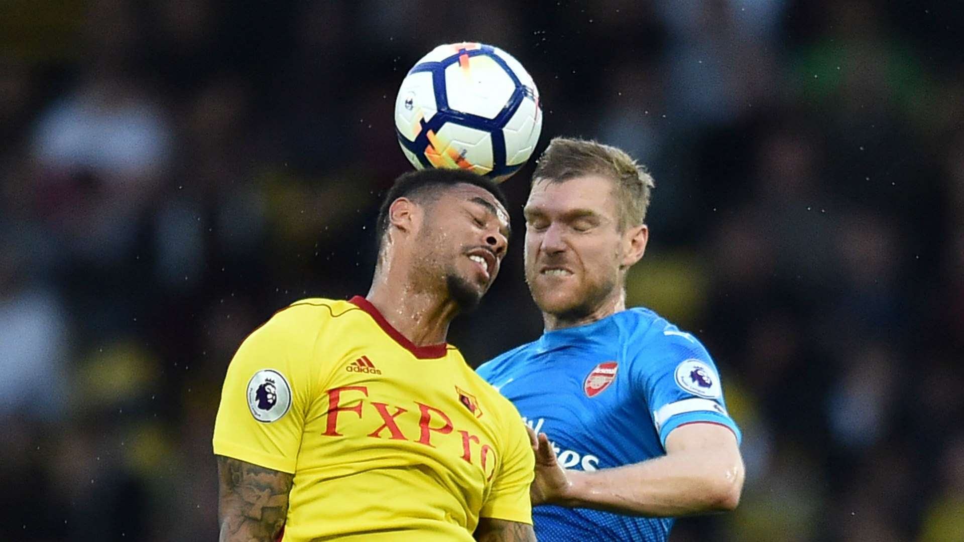 Andre Gray Per Mertesacker Watford Arsenal 14102017