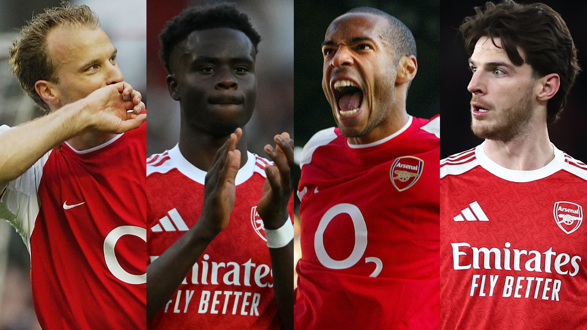 Dennis Bergkamp Bukayo Saka Thierry Henry Declan Rice Arsenal