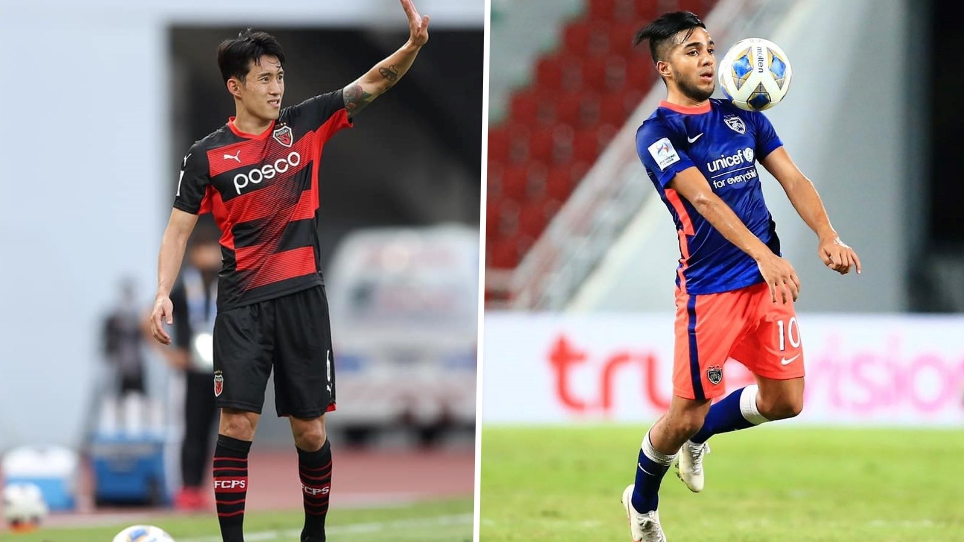Sin Jin-ho, Leandro Velazquez, Pohang Steelers v Johor Darul Ta'zim, AFC Champions League, 28 Jun 2021