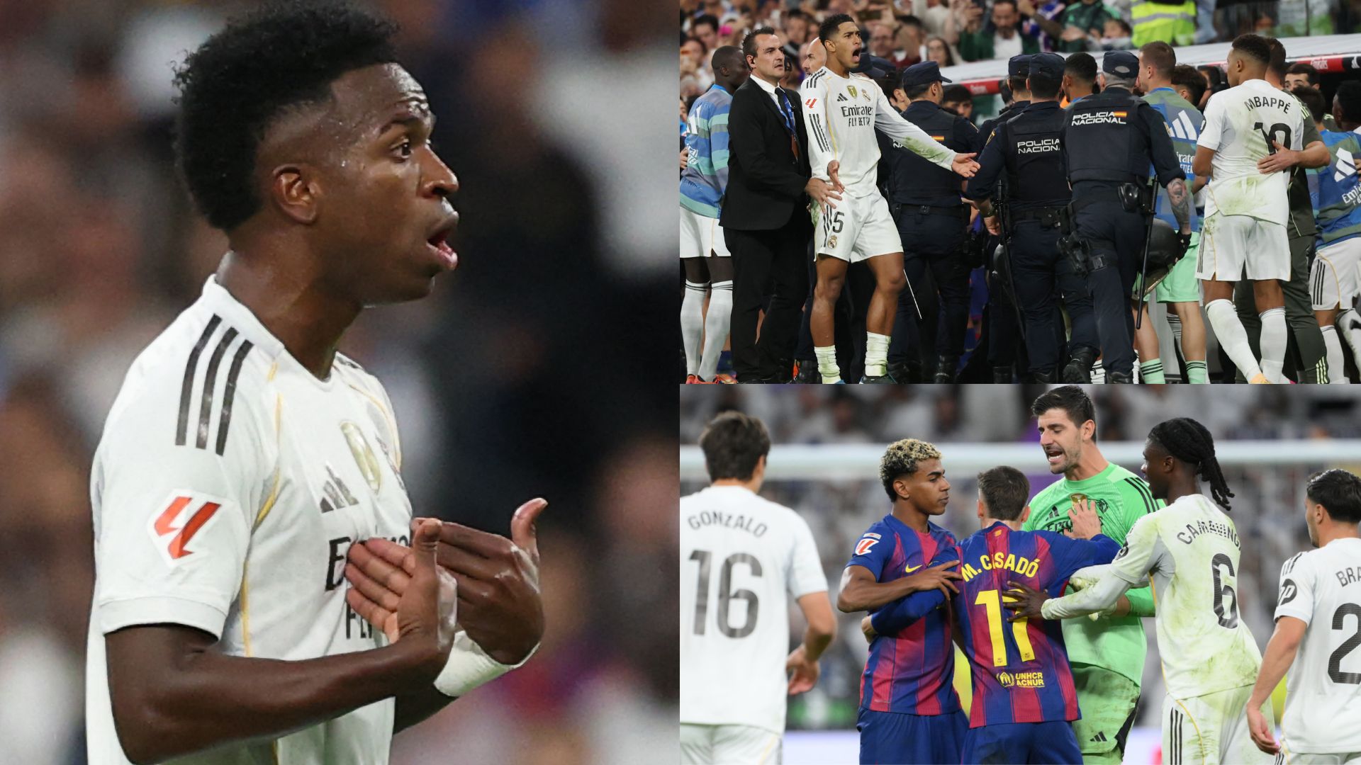 Vinicius Junior loses his head, Thibaut Courtois makes beeline for Lamine Yamal after Pedri red card as Real Madrid's victory over Barcelona ends in chaos