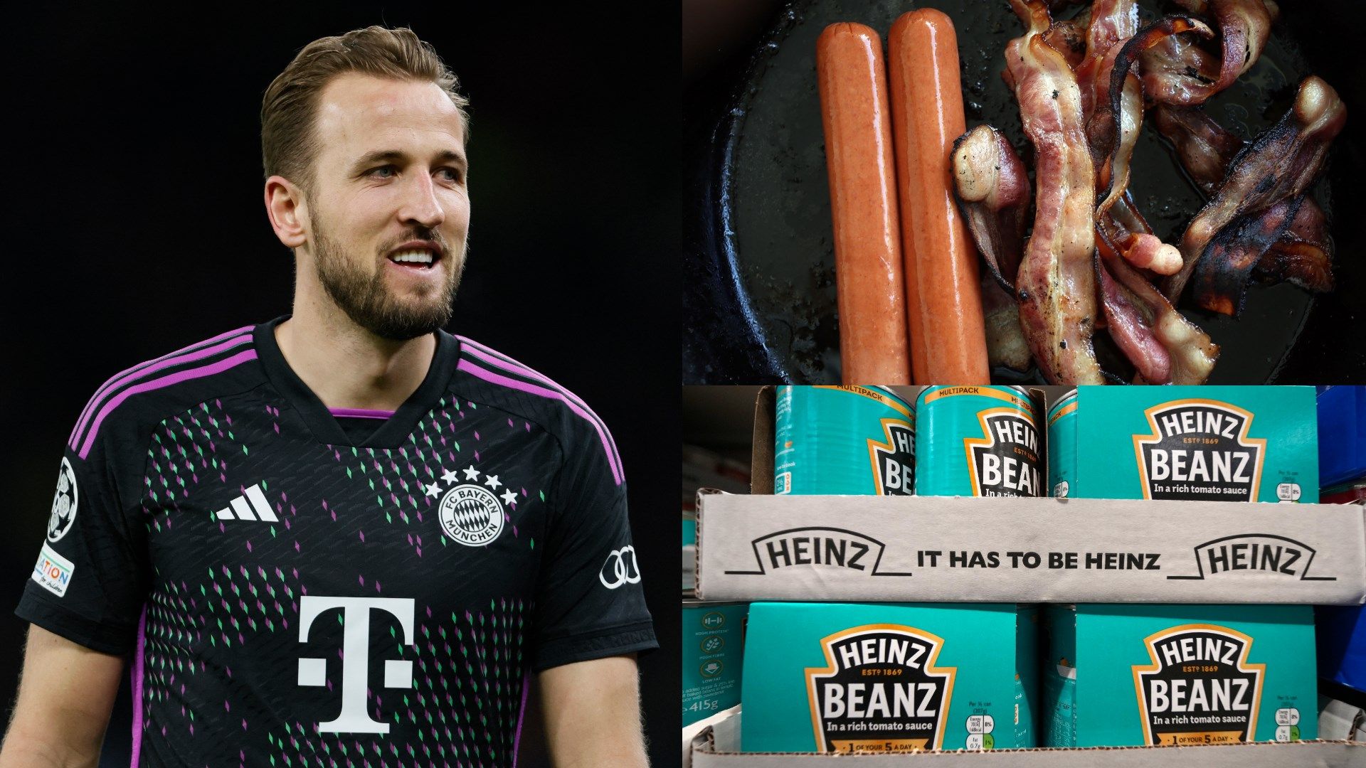 Harry Kane Bayern bacon baked beans split