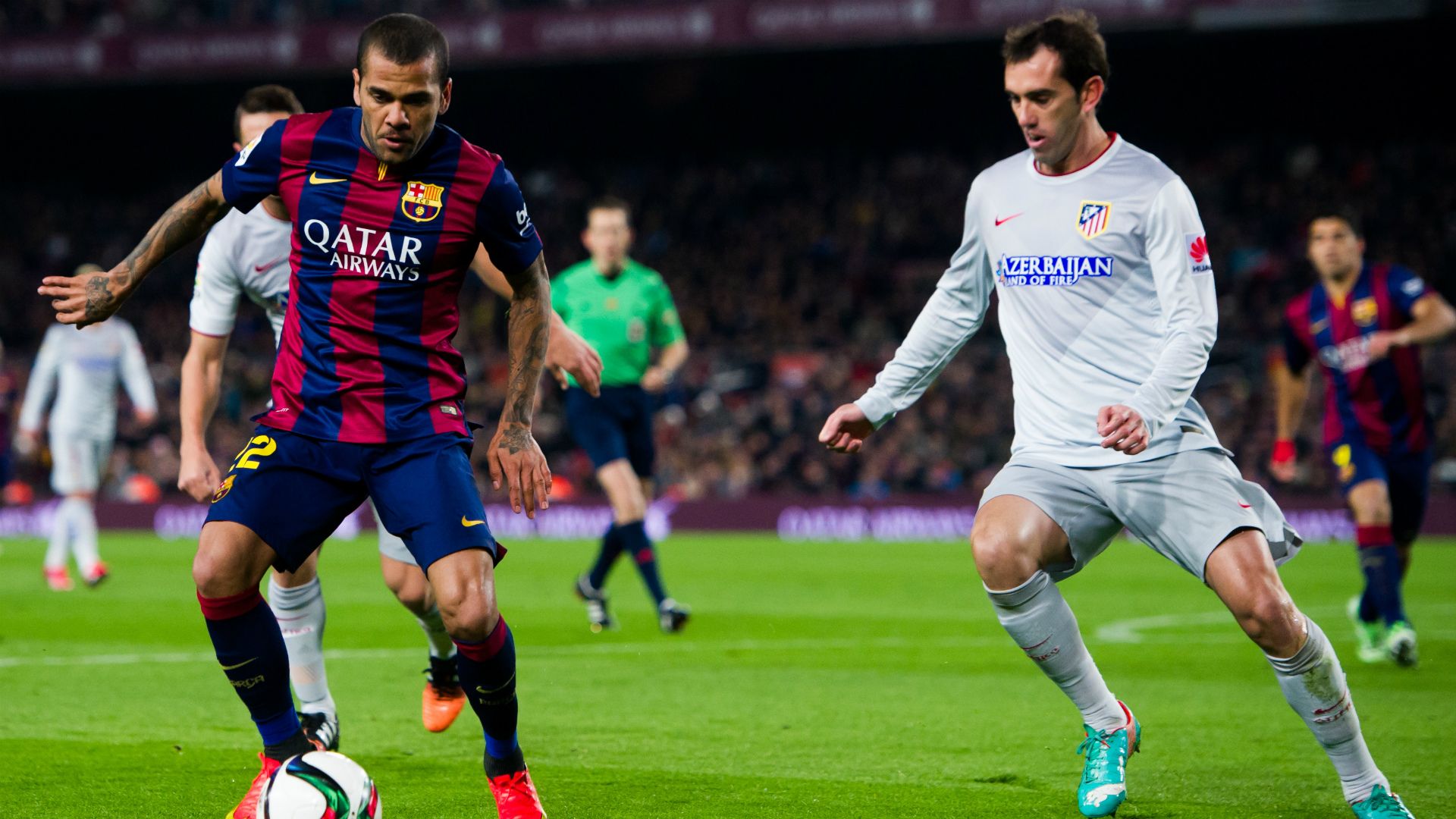 Daniel Alves Diego Godin Barcelona Atletico Madrid Copa del Rey 01212015