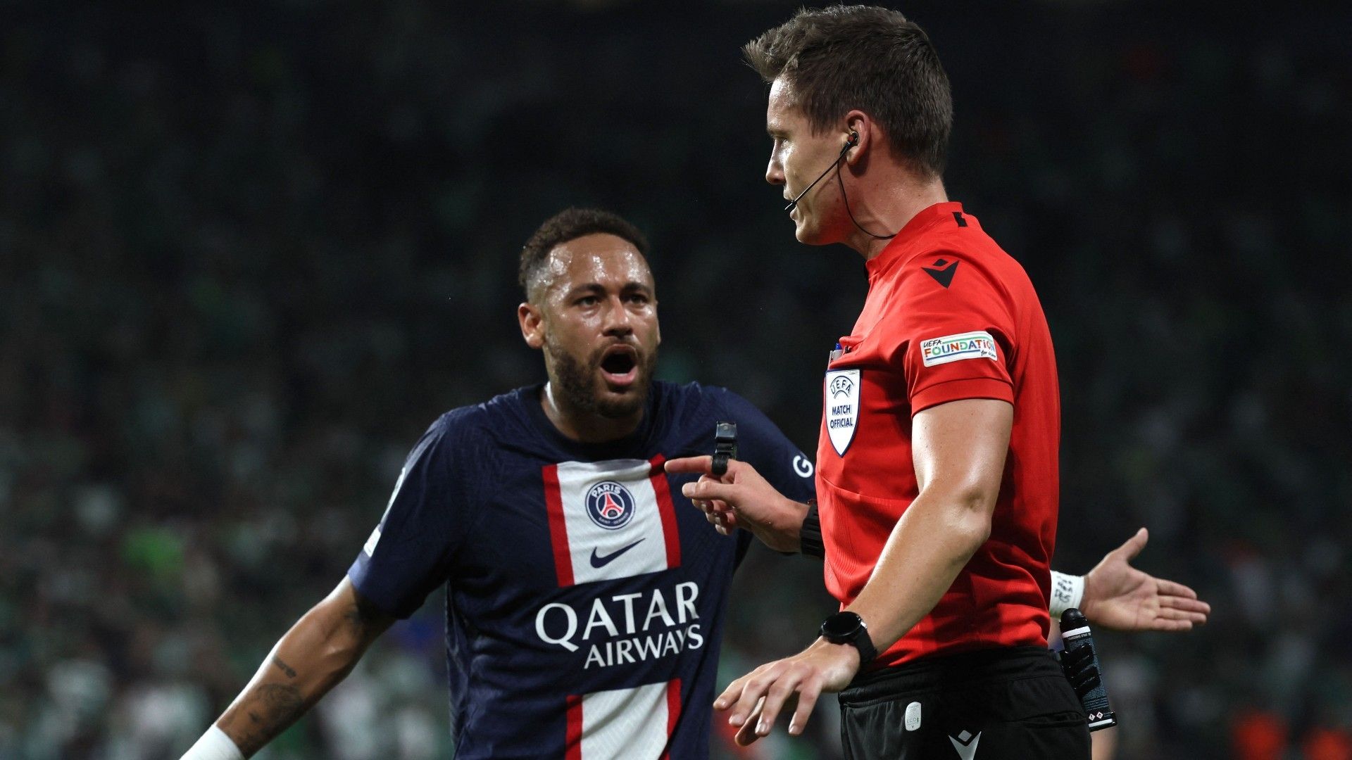 Neymar PSG Maccabi Haifa referee Champions League 2022-23