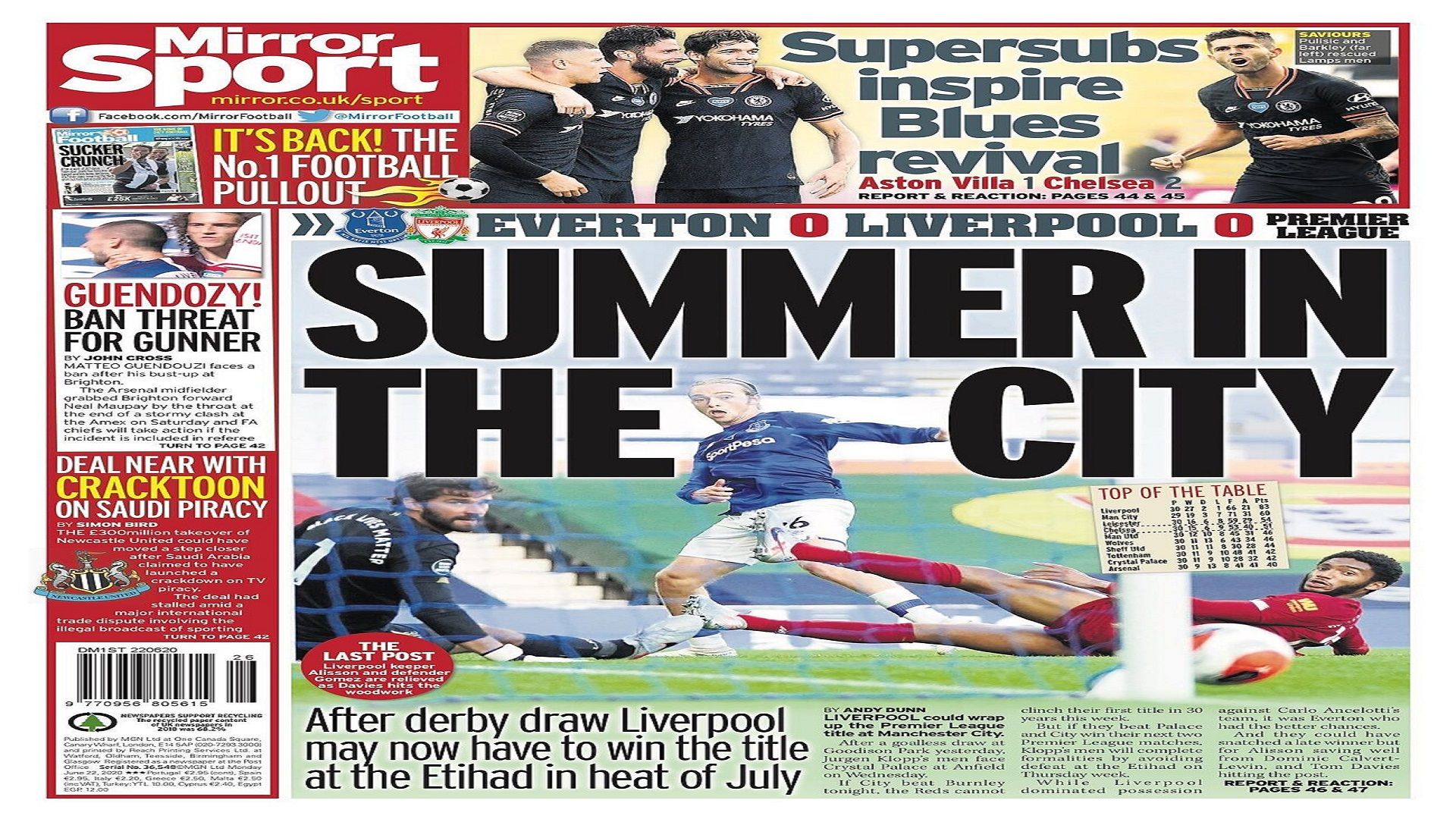 newspapers 22 June embed only Mirror