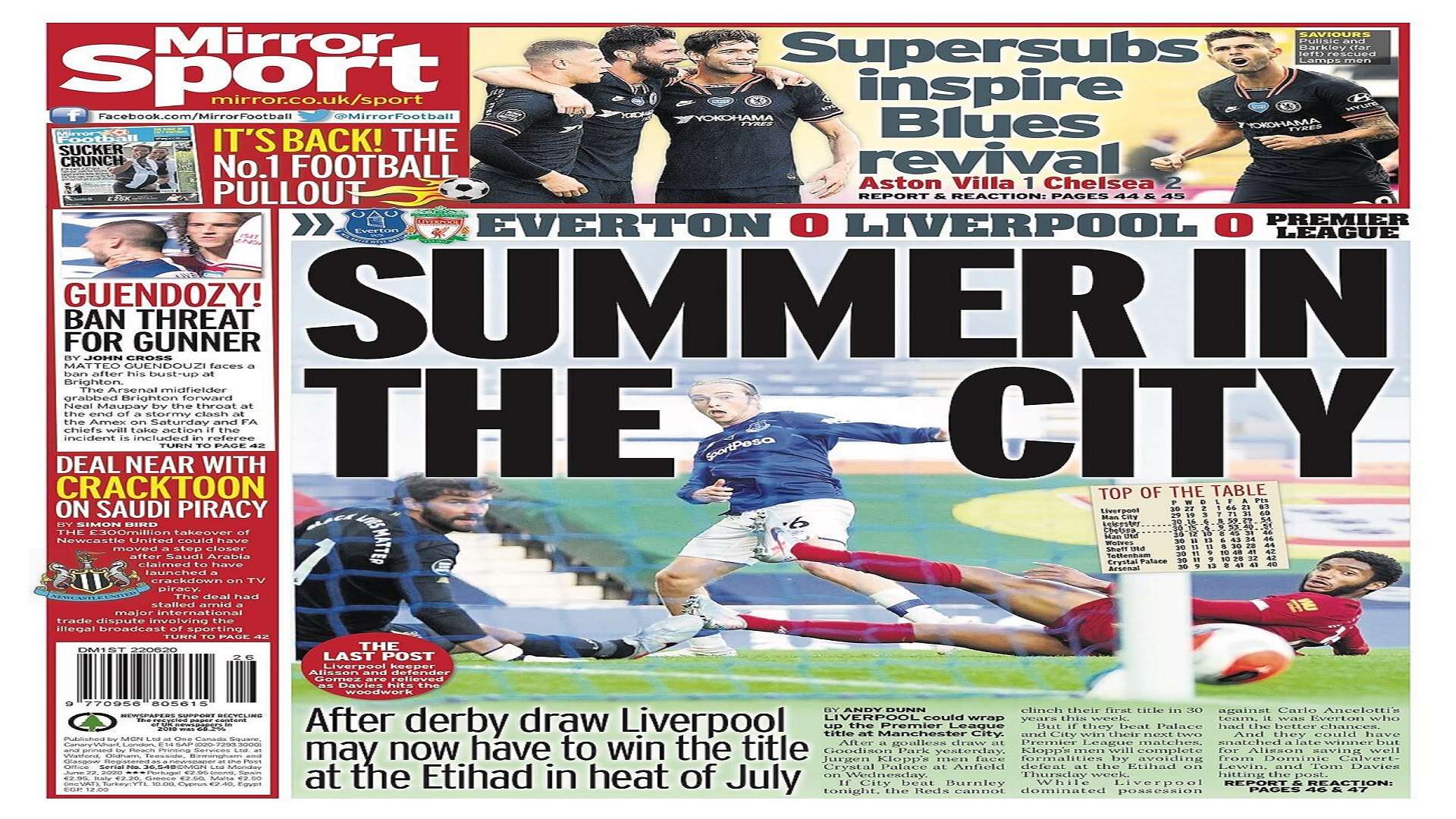 newspapers 22 June embed only Mirror