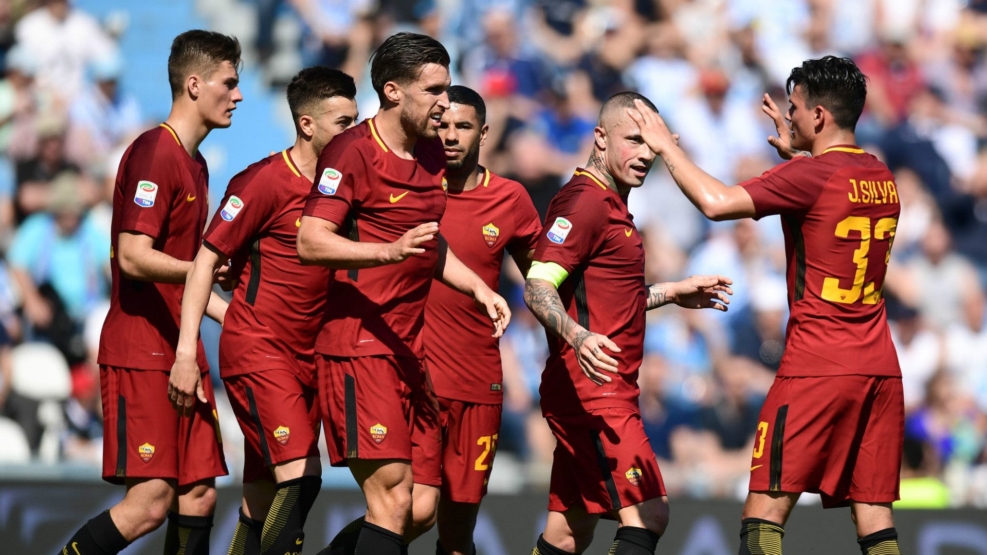 Roma celebrating SPAL Serie A