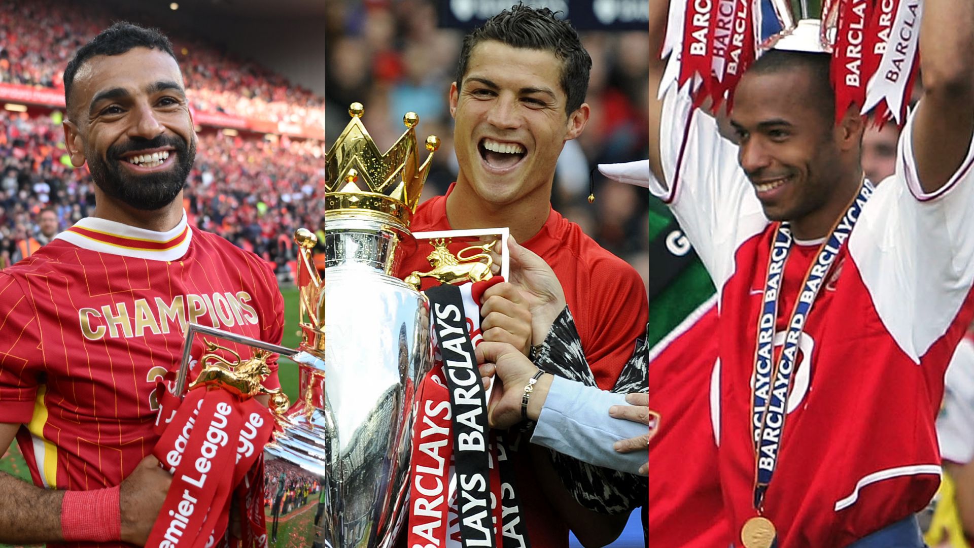 Mohamed Salah Cristiano Ronaldo Thierry Henry Premier League trophy