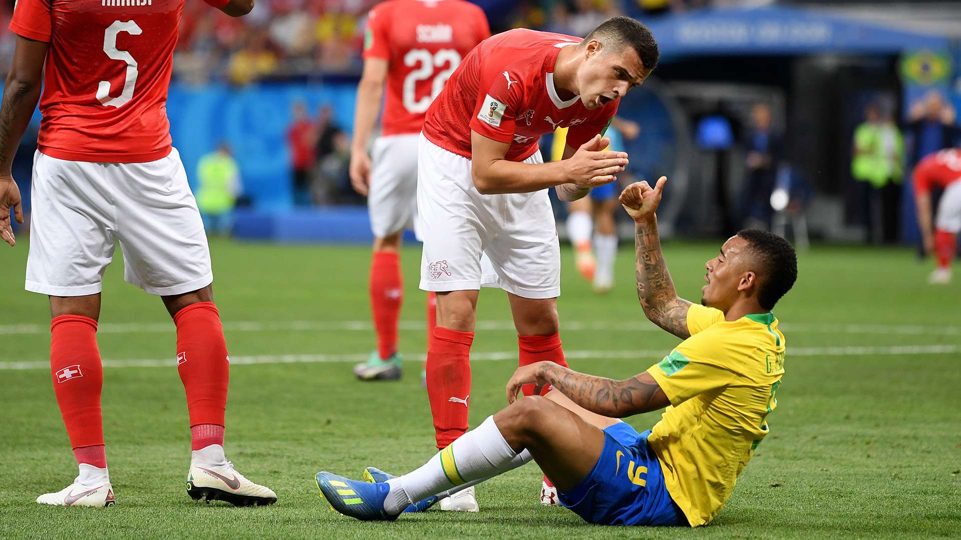 Gabriel Jesus Granit Xhaka Brazil Switzerland World Cup 17062018