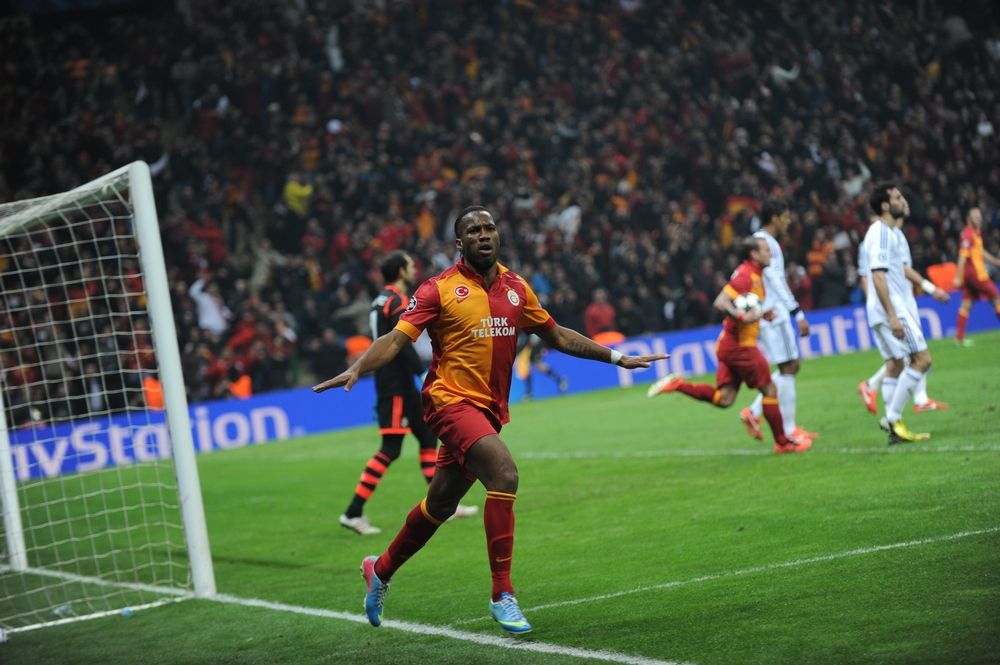 UCL: Didier Drogba (Galatasaray) celebrates goal against Real Madrid