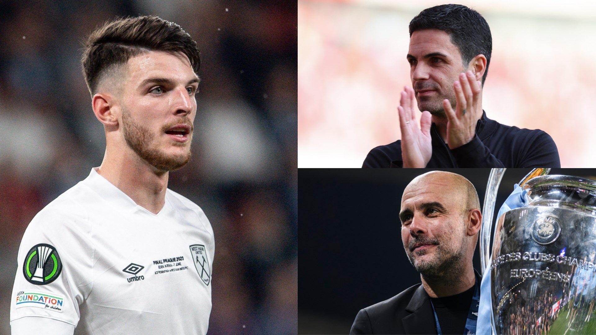 Declan Rice Mikel Arteta Pep Guardiola GFX