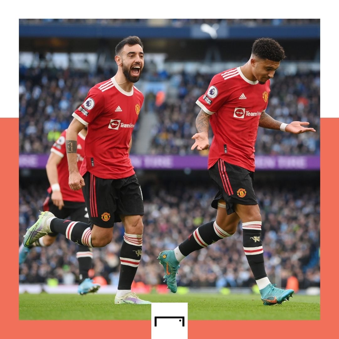 Bruno Fernandes Jadon Sancho Manchester United Premier League 2021-22 GFX