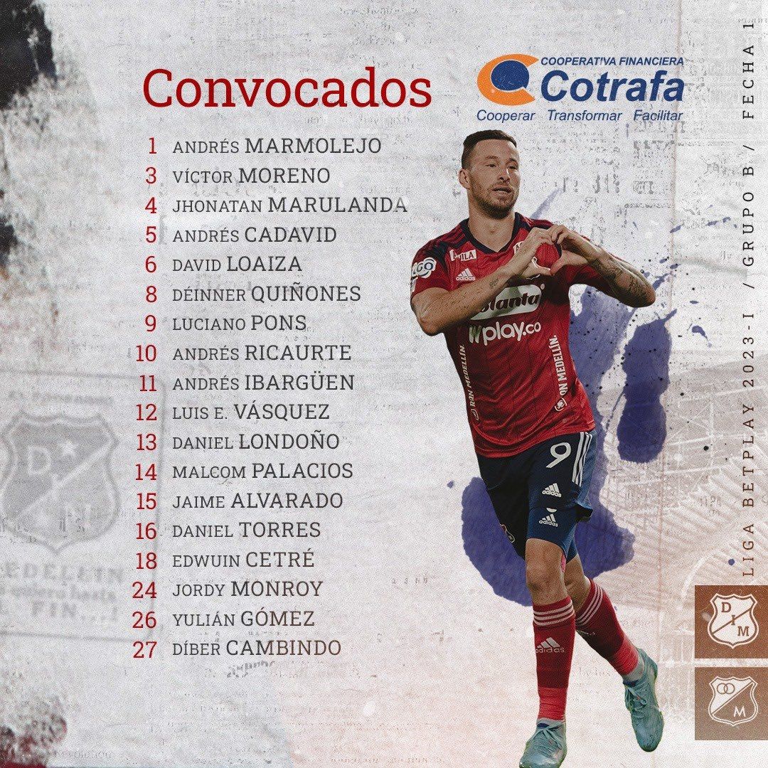 Convocados Medellín Fecha 21 Liga BetPlay 2023