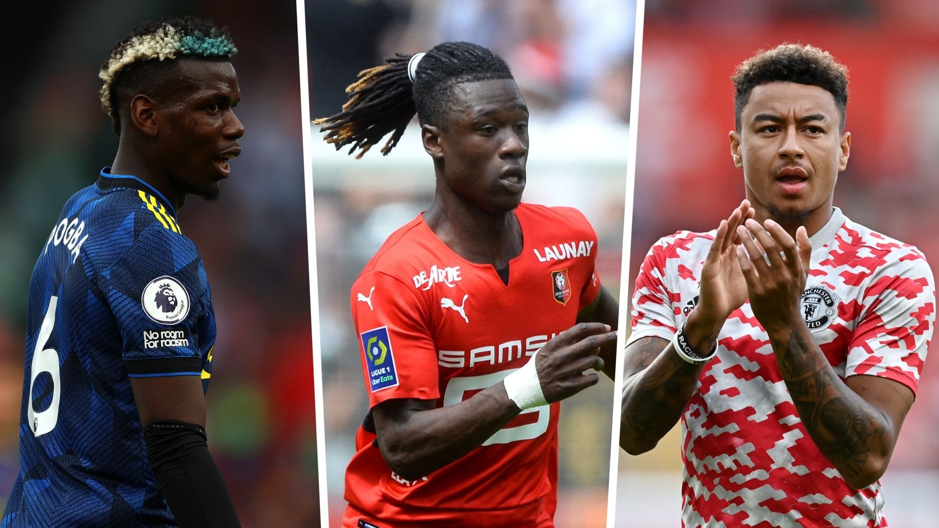 Paul Pogba Eduardo Camavinga Jesse Lingard Manchester United Rennes GFX