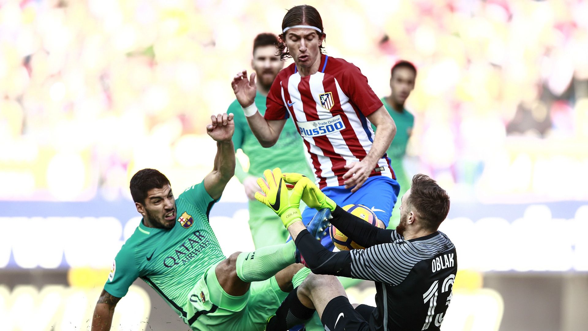 LUIS SUAREZ FILIPE LUIS JAN OBLAK ATLETICO MADRID BARCELONA LALIGA 02262017