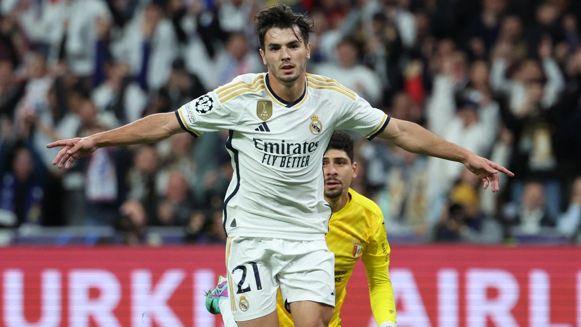 Brahim Diaz celebrates Real Madrid Braga Champions League 2023-24