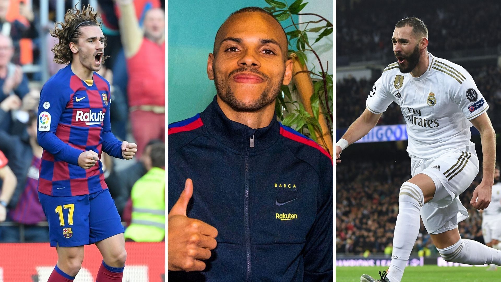 Griezmann, Braithwaite y Benzema