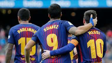 Luis Suarez Lionel Messi Paulinho Barcelona