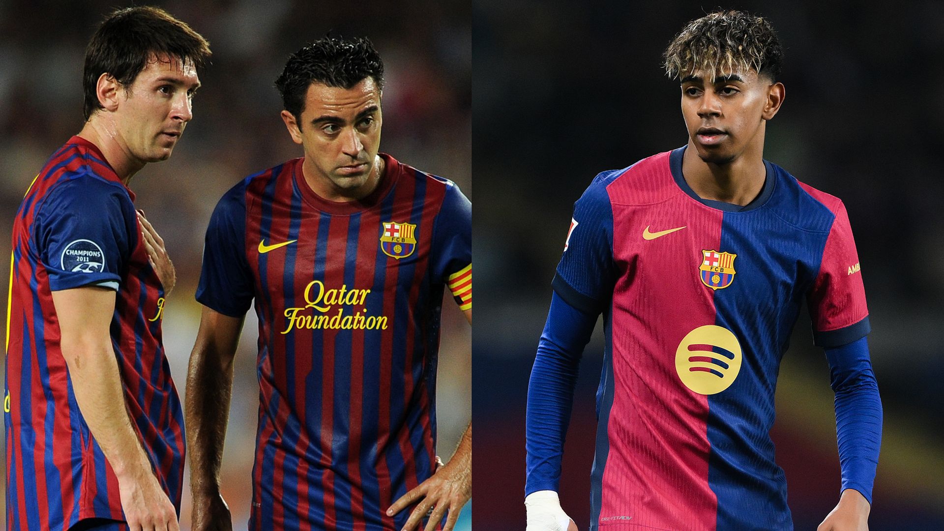 Lamine Yamal Lionel Messi Xavi Barcelona