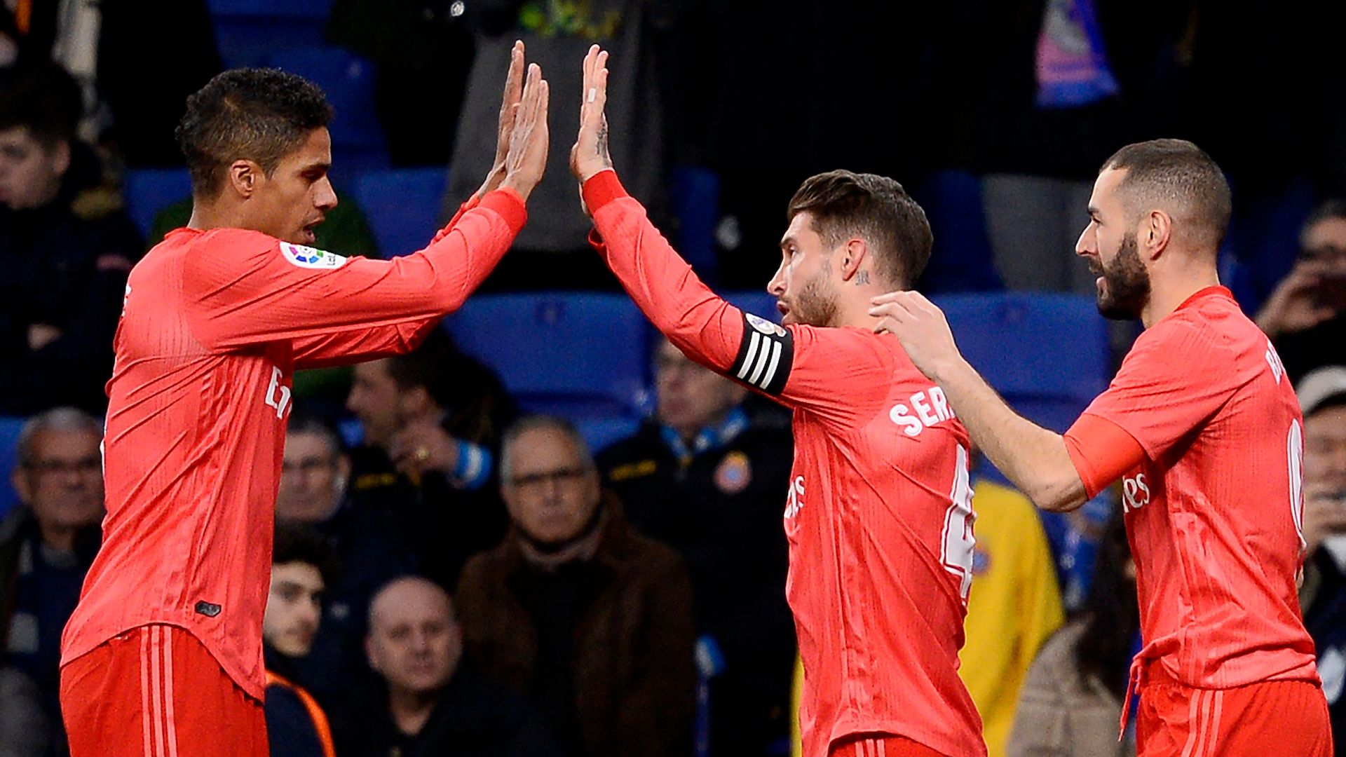 Varane Sergio Ramos Benzema Espanyol Real Madrid LaLiga