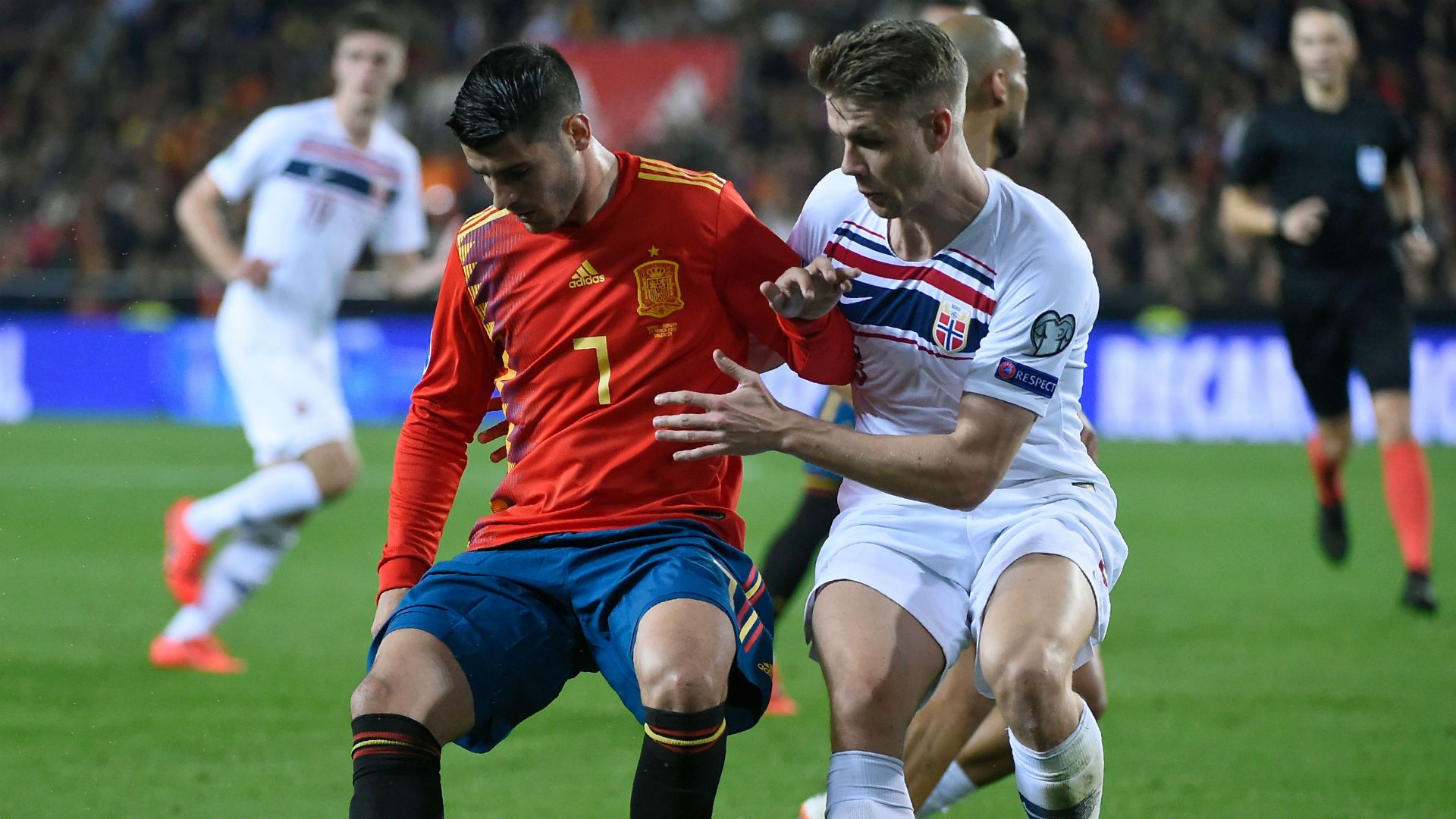 Alvaro Morata Kristoffer Ajer Spain Norway Euro 2020 qualifying 2019