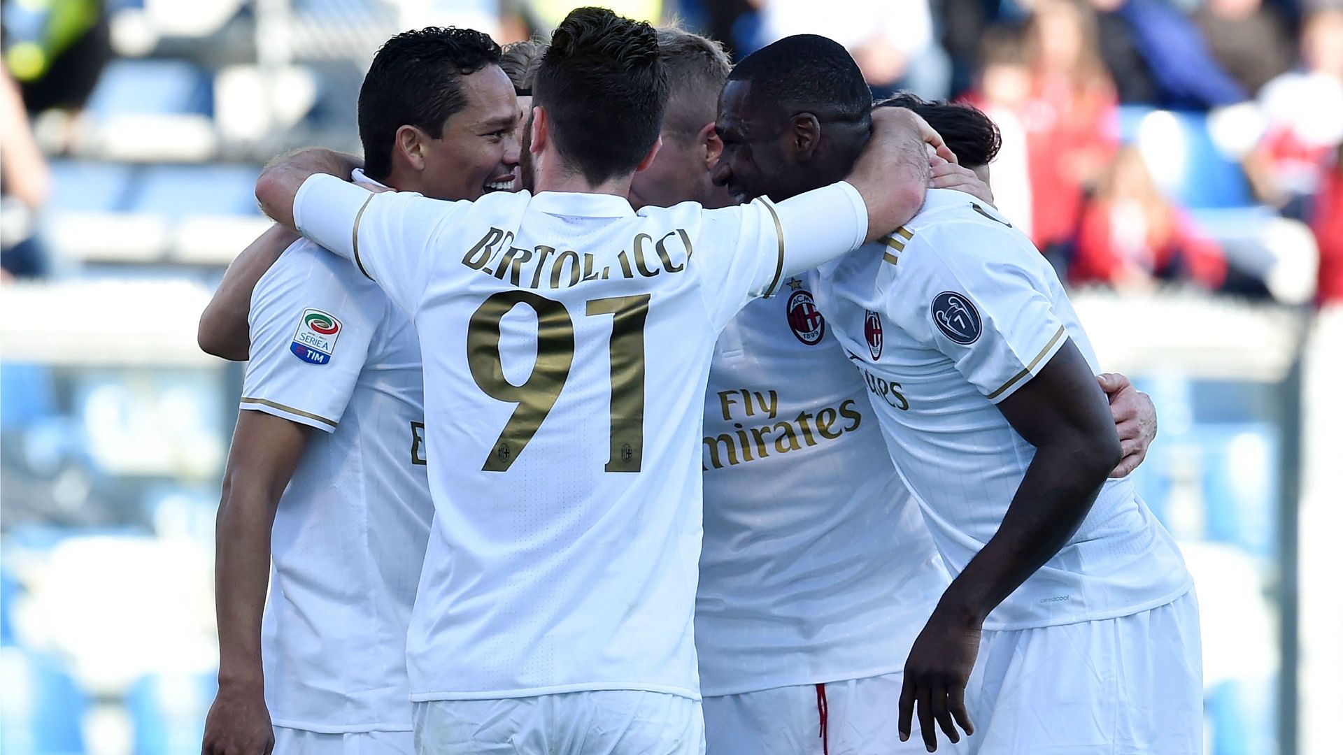 Milan celebrating Sassuolo Milan Serie A