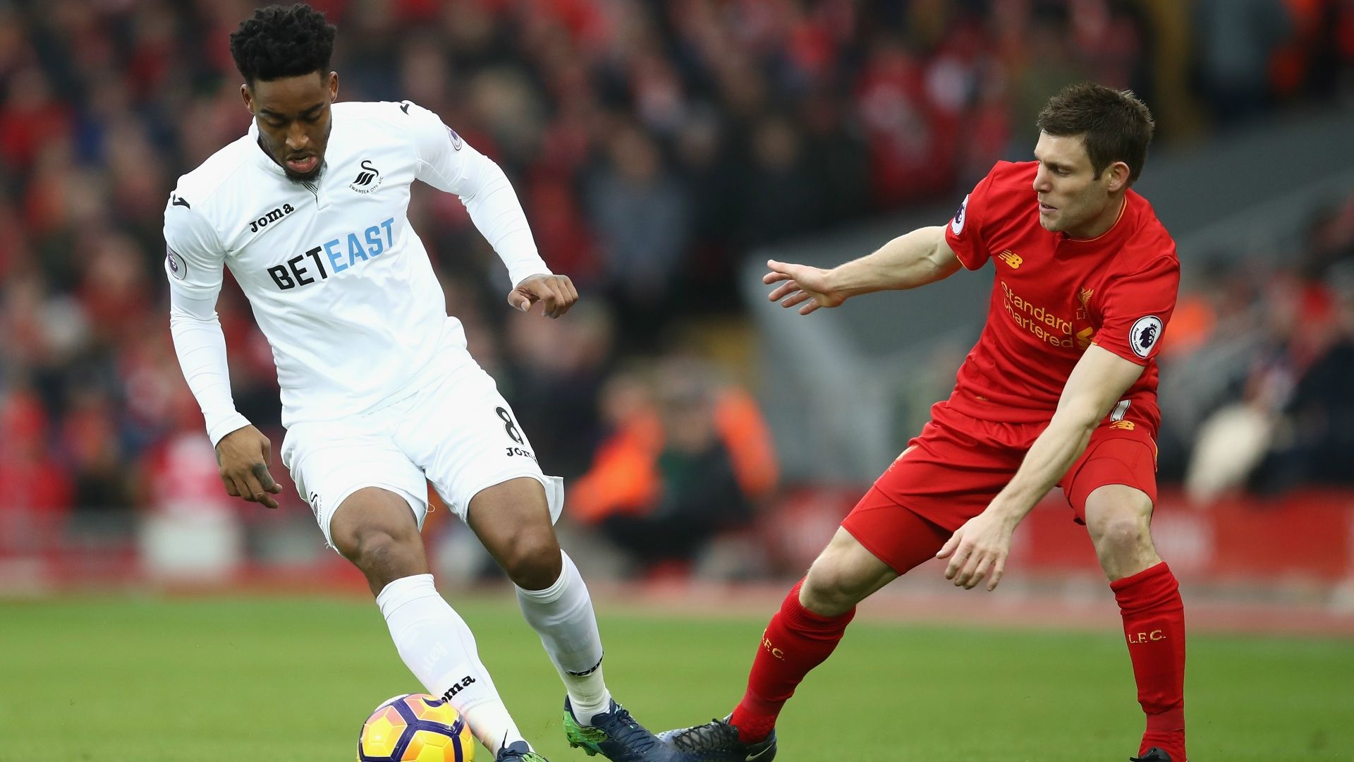 Leroy Fer, James Milner, Liverpool - Swansea City, Premier League, 01212017