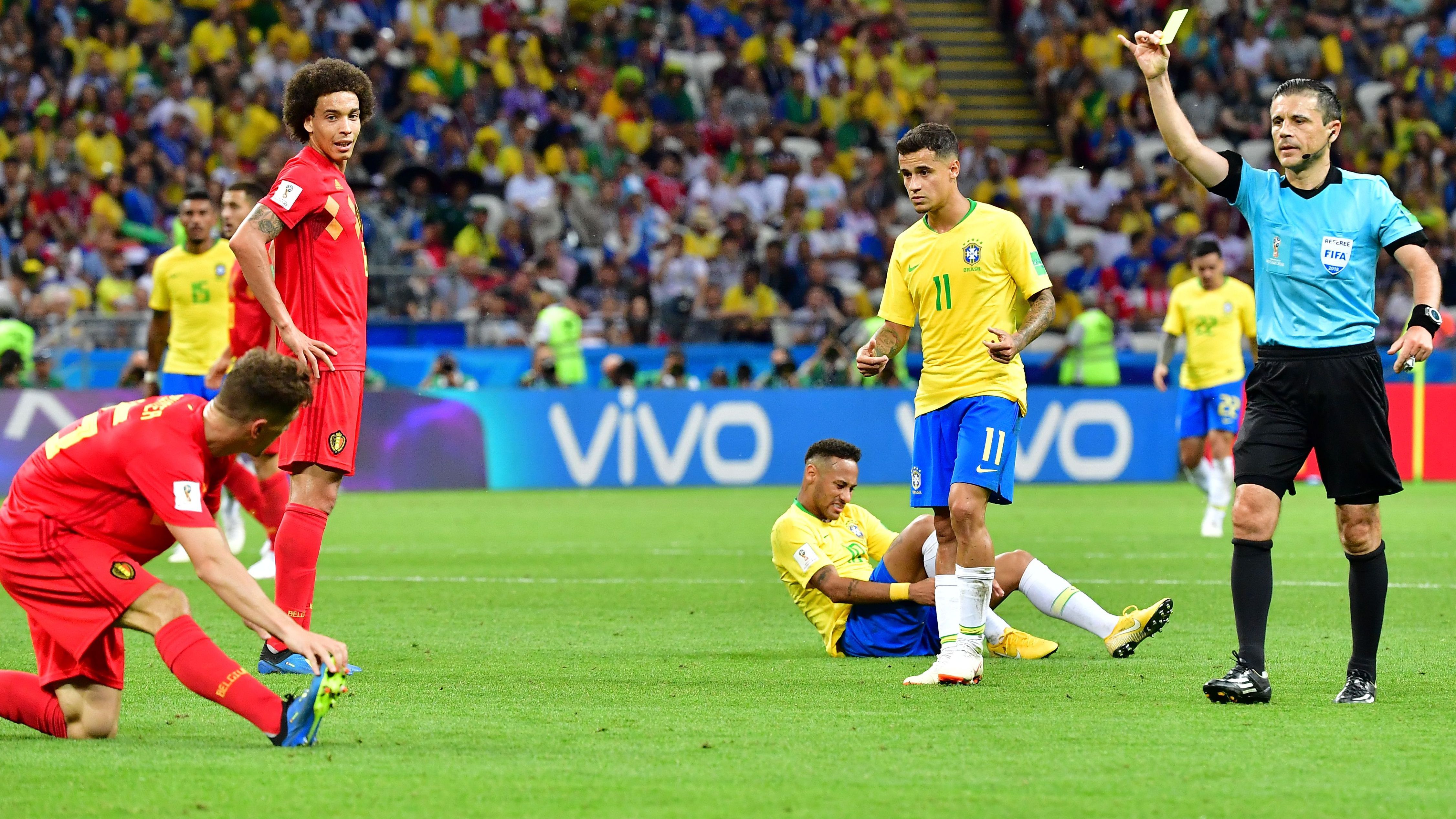 Meunier Brazil Belgium yellow card