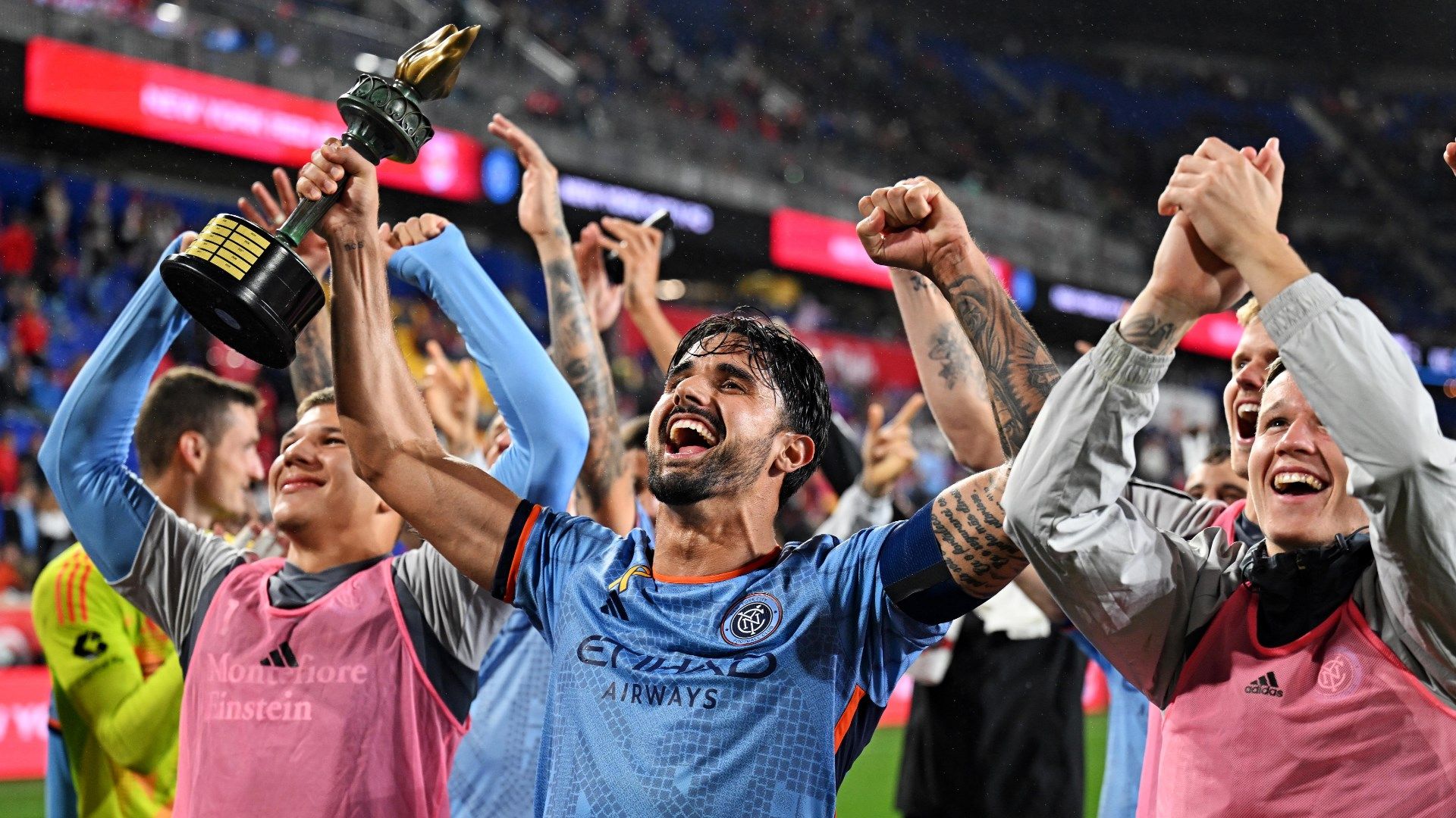 NYCFC celebrates win vs. New York Red Bulls