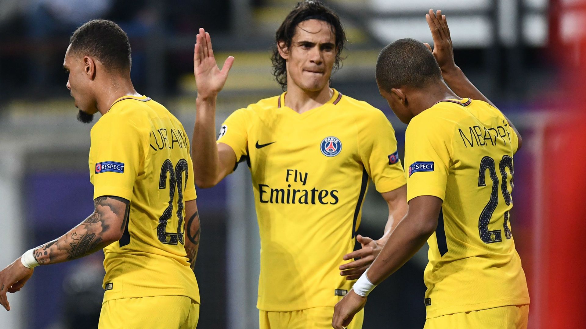 Edinson Cavani Kylian Mbappe Anderlecht PSG UEFA Champions League 18102017