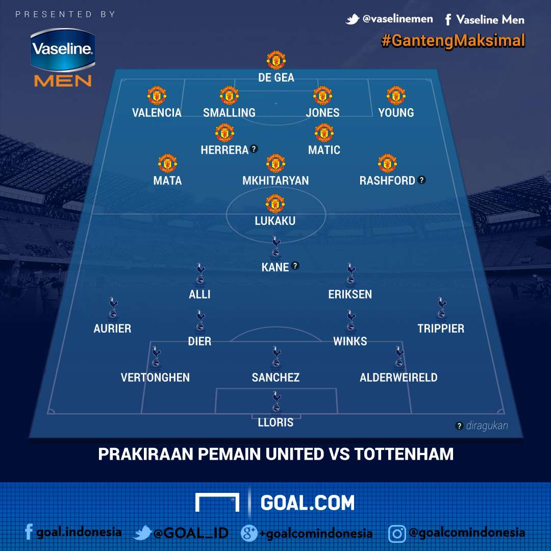 Vaseline Men Manchester United v Tottenham Hotspur Susunan Pemain