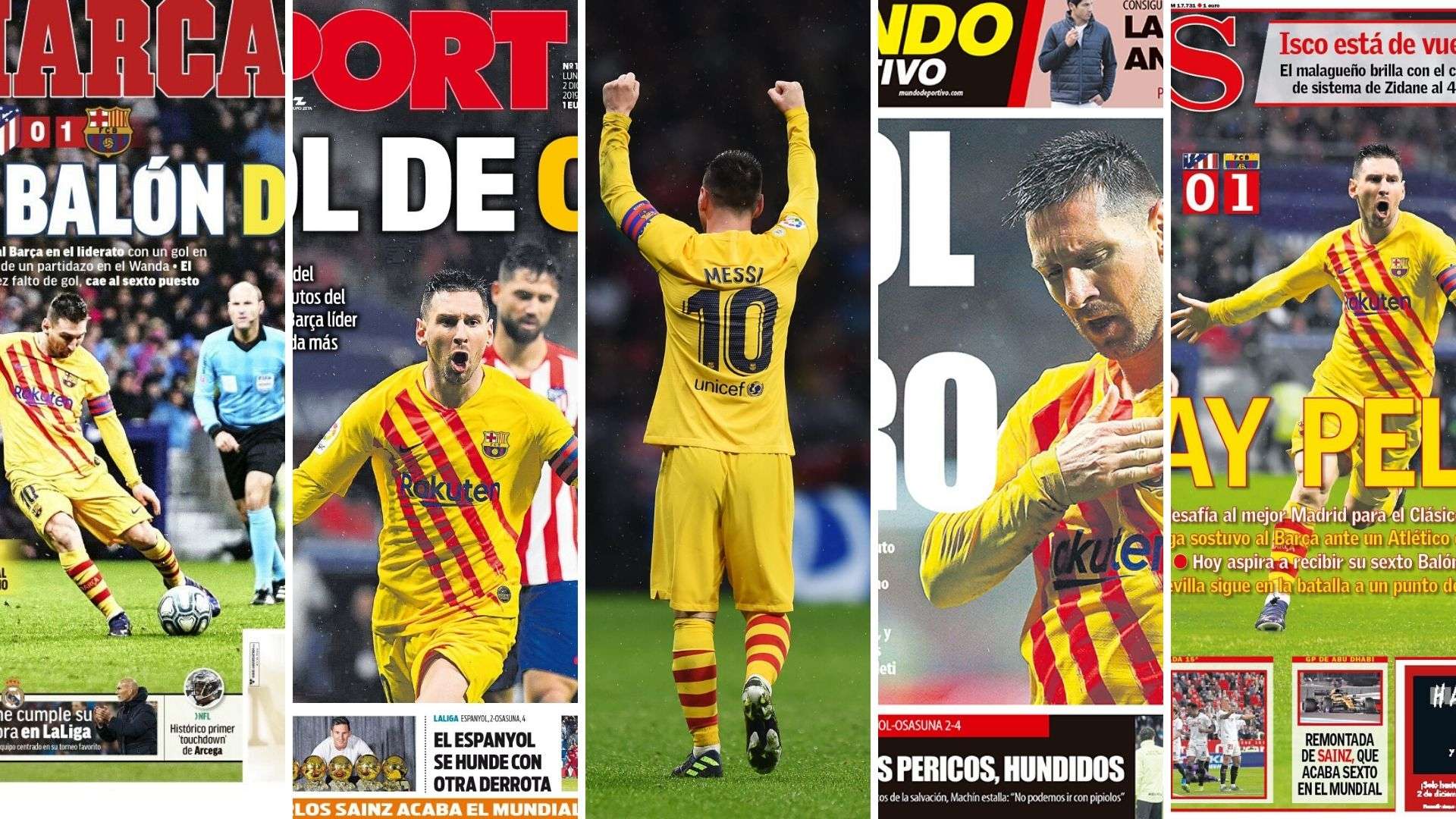 Portadas tras el Atlético-Barcelona con Messi como protagonista
