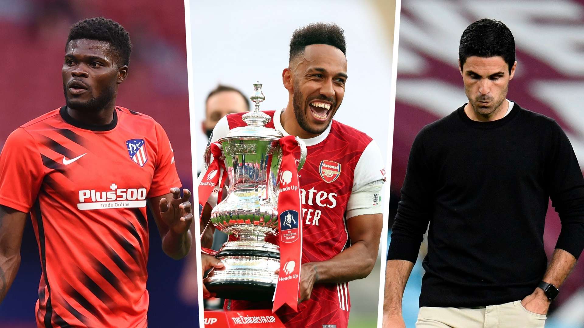 Thomas Partey Atletico Madrid Pierre-Emerick Aubameyang Mikel Arteta Arsenal GFX