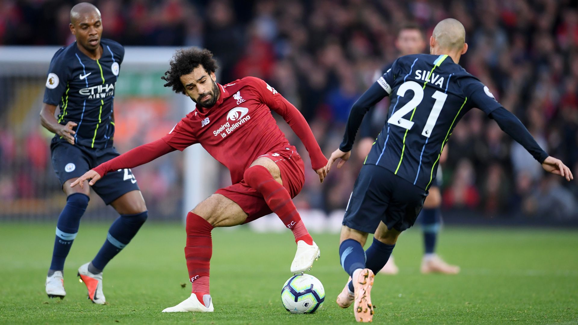 Liverpool Manchester City Salah David Silva 07102018