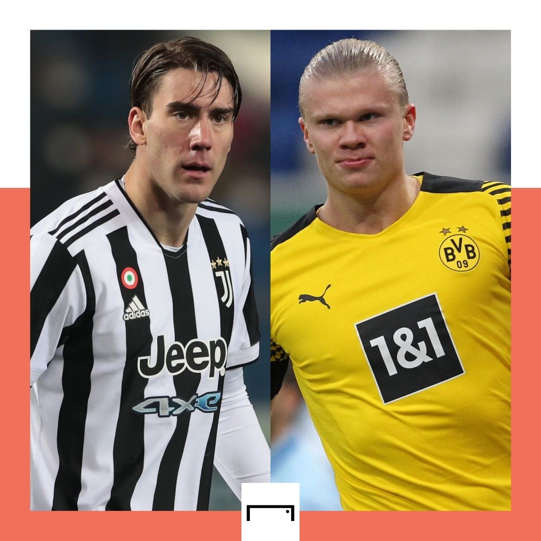 Dusan Vlahovic Erling Haaland Juventus Dortmund GFX