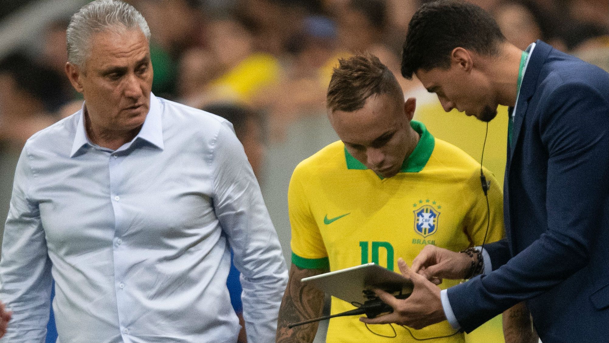 Tite Everton Cebolinha Brasil Qatar 05 06 2019