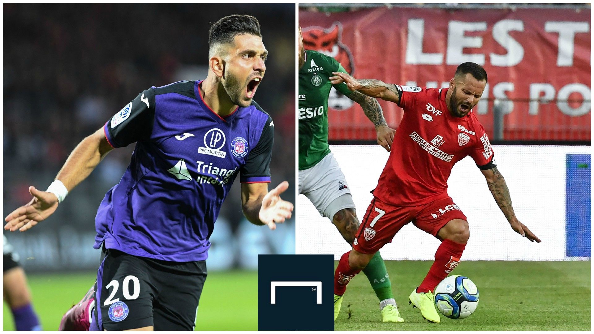 Efthimios Koulouris (Toulouse FC) et Frédéric Sammaritano (Dijon FCO), 2ème journée de Ligue 1, le 17 août 2019