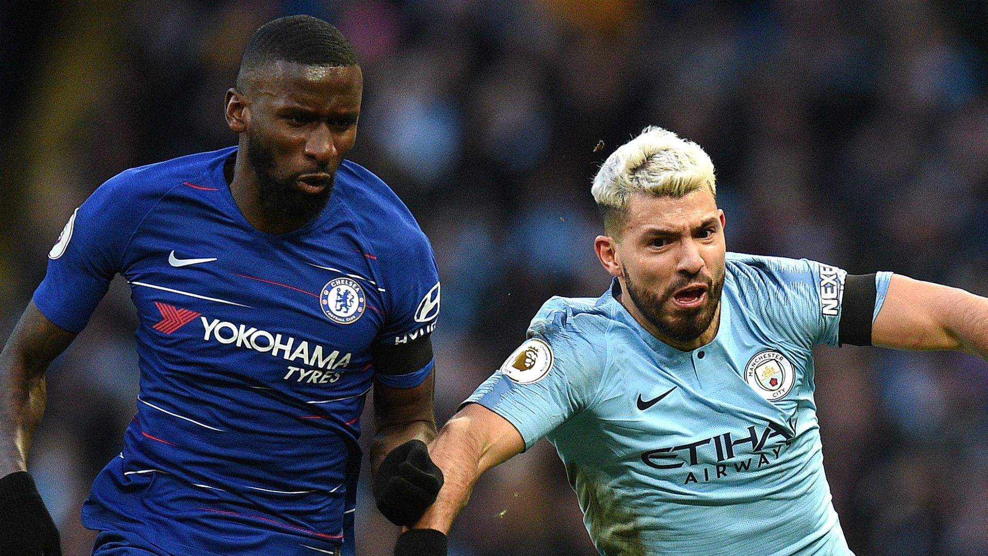Antonio Rudiger Sergio Aguero Chelsea Manchester City 2018-19