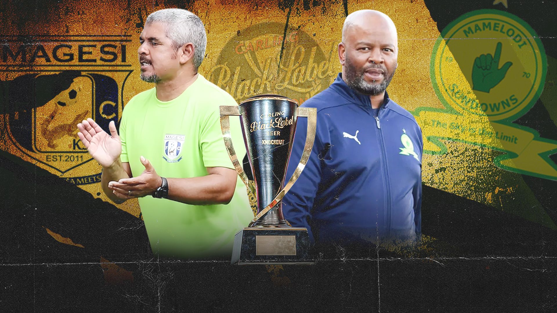 Clinton Larsen of Magesi and Manqoba Mngqithi of Mamelodi Sundowns 