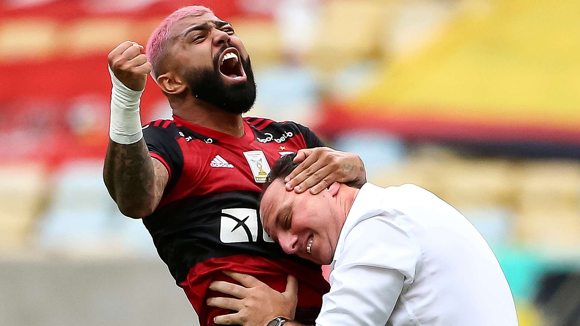 Gabigol e Ceni se abraçam Flamengo Corinthians Brasileirão 14022021