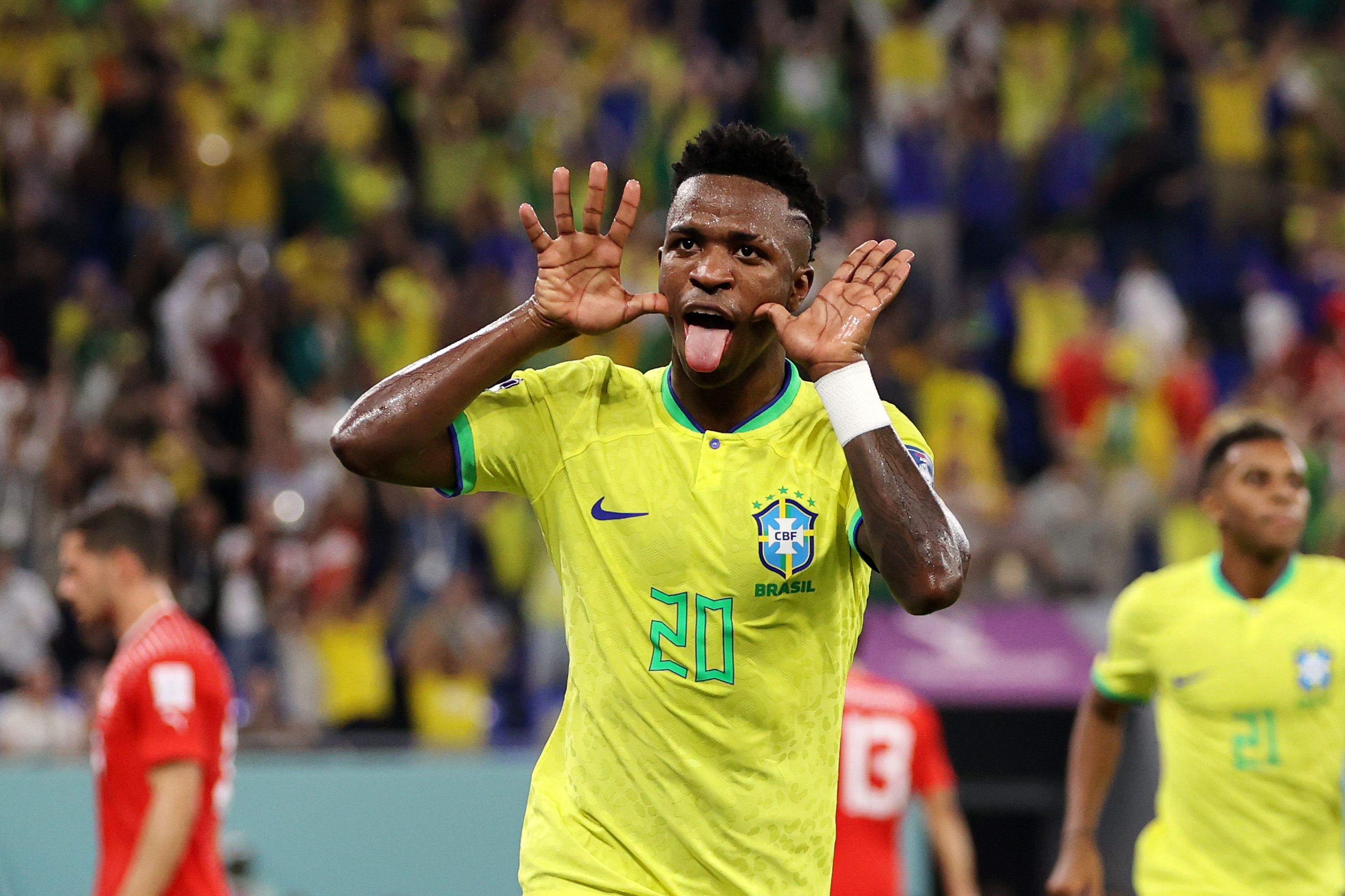 Vinicius Junior celebrates Brazil Switzerland 2022 World Cup