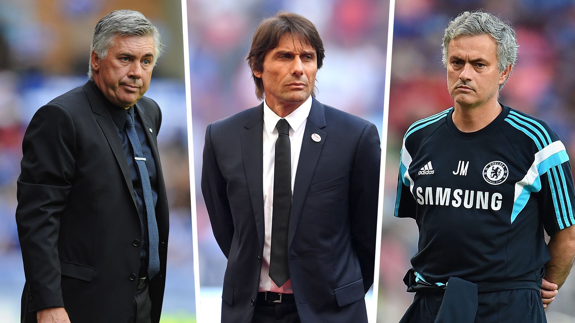 Chelsea managers Ancelotti Conte Mourinho