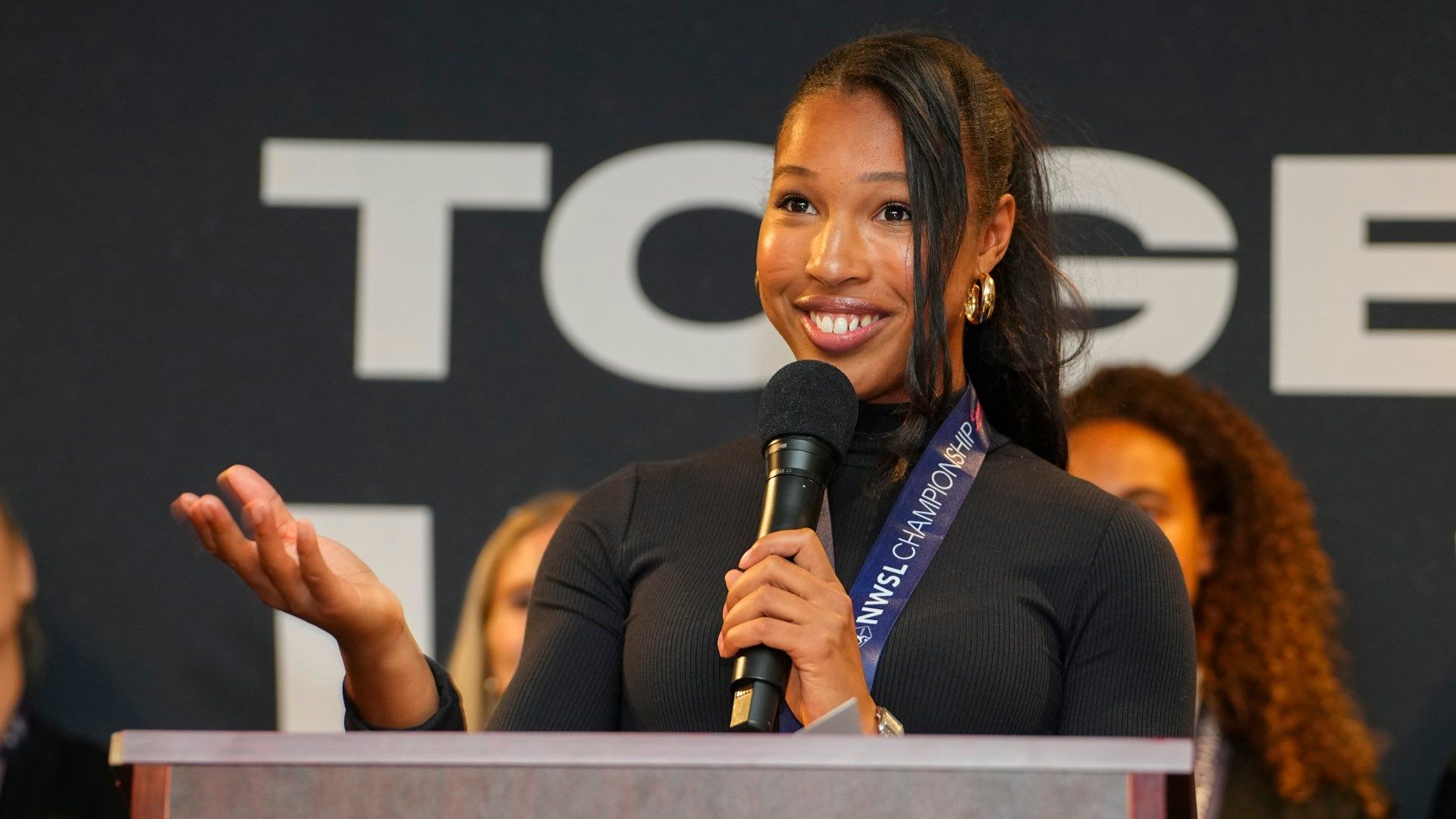 Midge Purce Gotham FC title celebration ceremony 2023