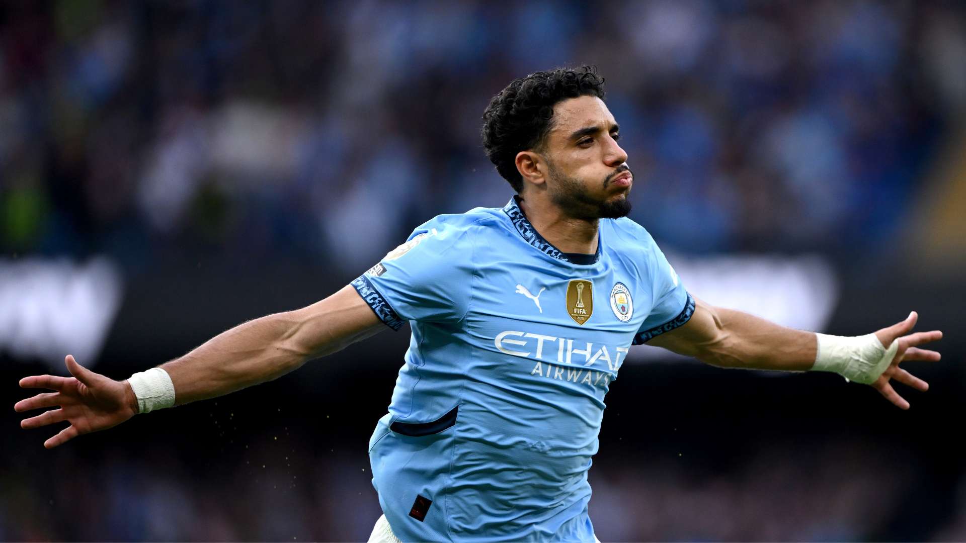 Omar Marmoush of Manchester City celebrates
