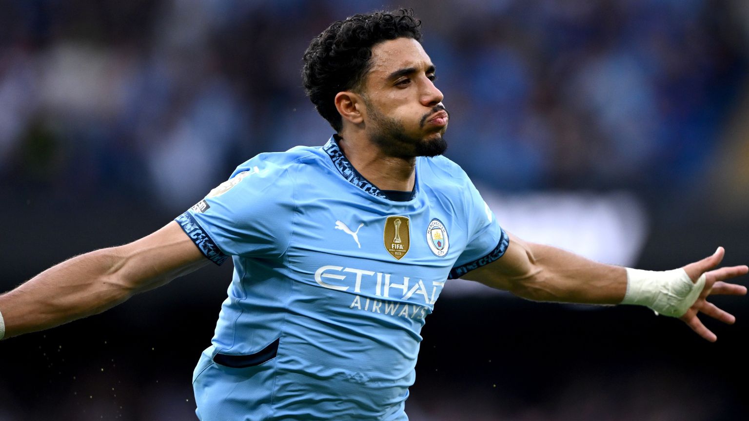 Omar Marmoush of Manchester City celebrates
