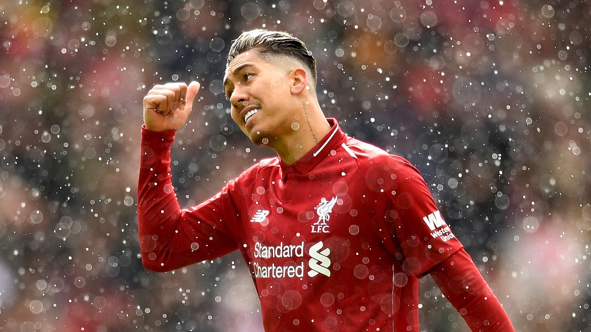 Roberto Firmino Liverpool 2018-19 sleet snow