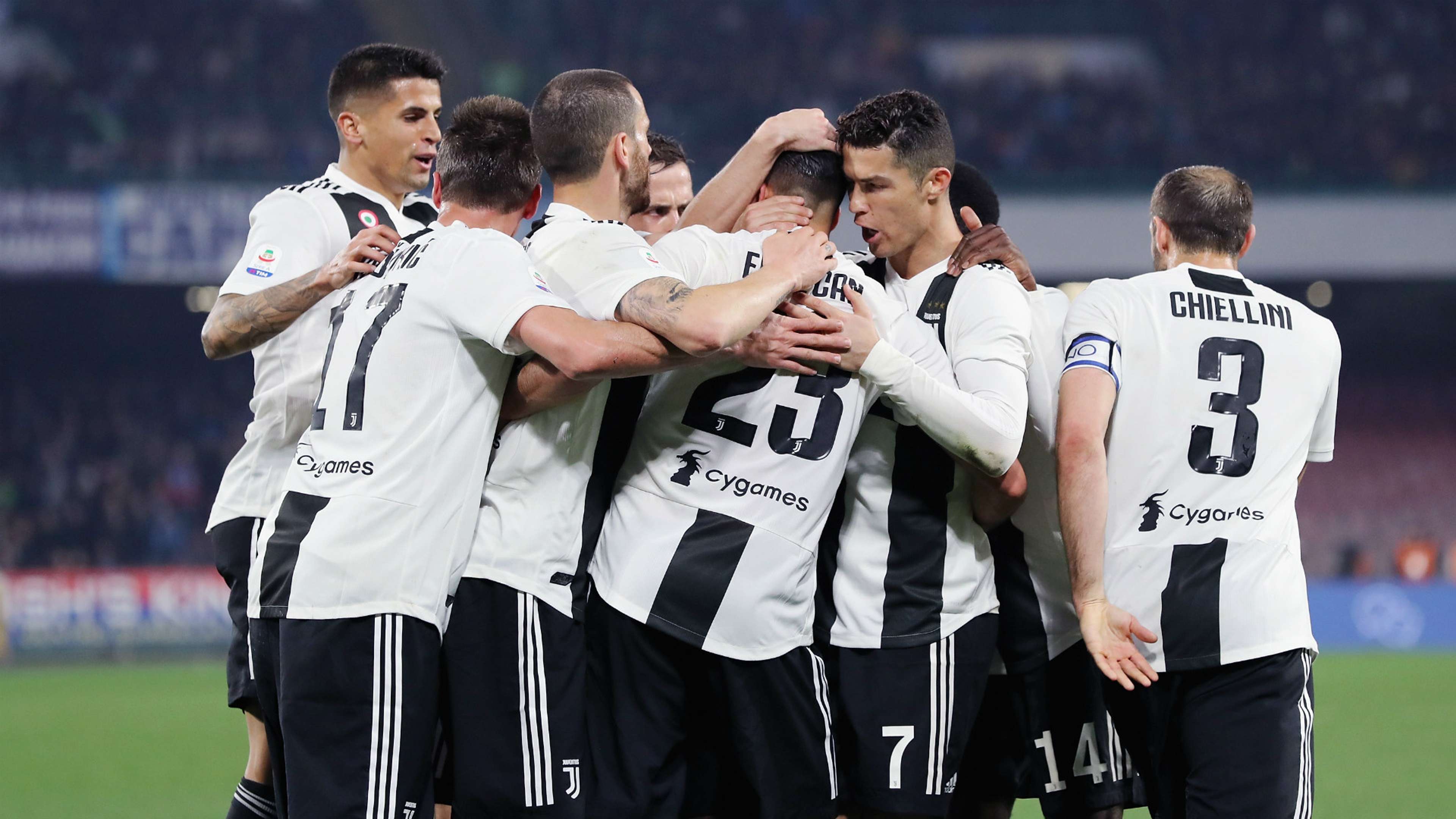 Juventus celebrating Napoli Serie A