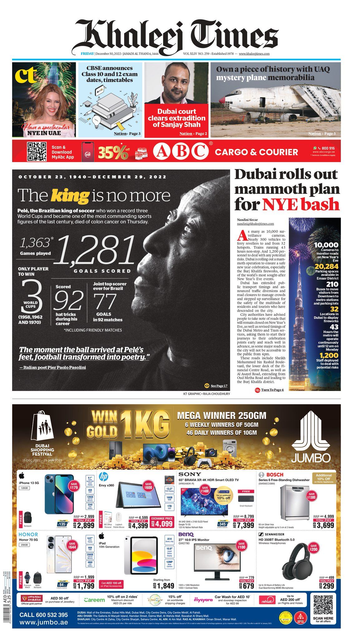 Capa Khaleej Times Pelé