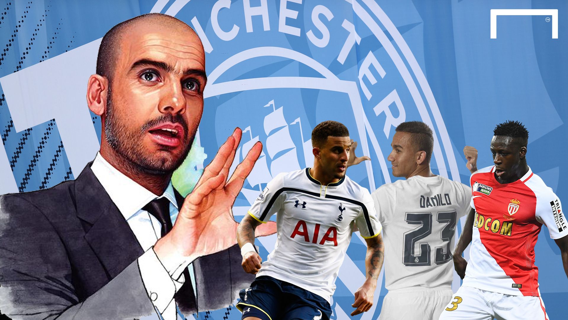 Pep Guardiola Benjamin Mendy Danilo Kyle Walker GFX